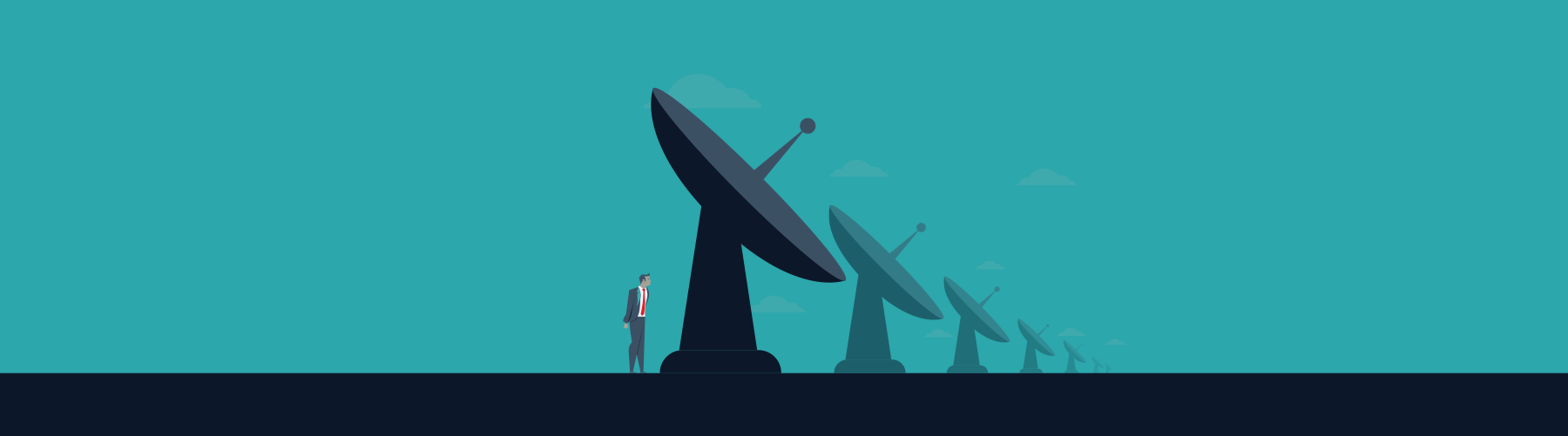 The Cyber Scheme banner image depicting telecommunications spy satellites